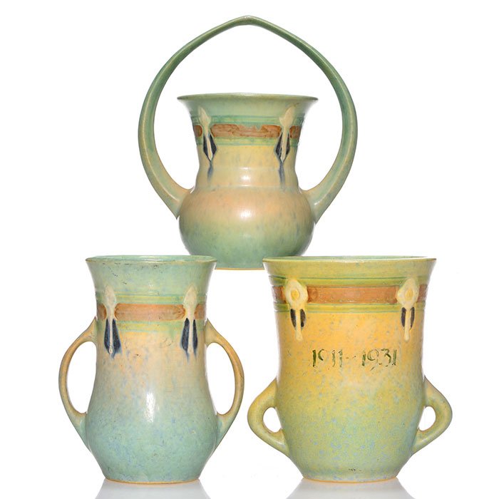 3 Roseville Montacello: vases, basket (1 of 1)