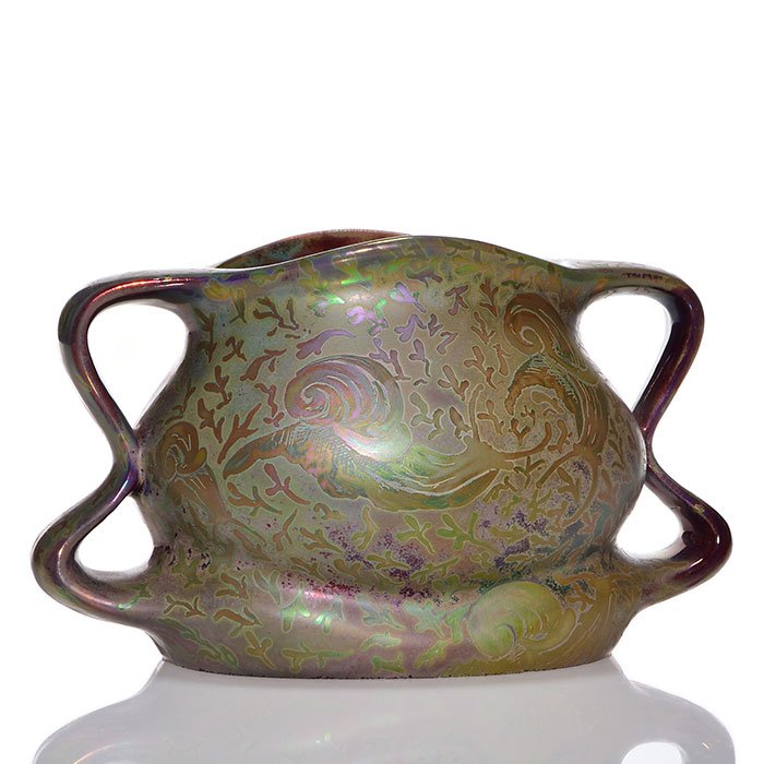 Weller Sicard handled vase, floral, 5 1/4" (1 of 1)