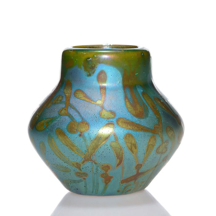 Mini Weller Sicard vase, mistletoe, 2 1/2", signed (1 of 1)