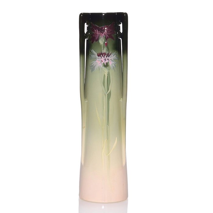 Tall Weller Eocean Rose vase, thistles, Leffler,15 7/8" (1 of 1)