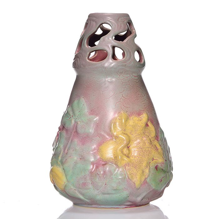 Weller Matt Ware vase, floral, reticulated, 8 7/8" (1 of 1)