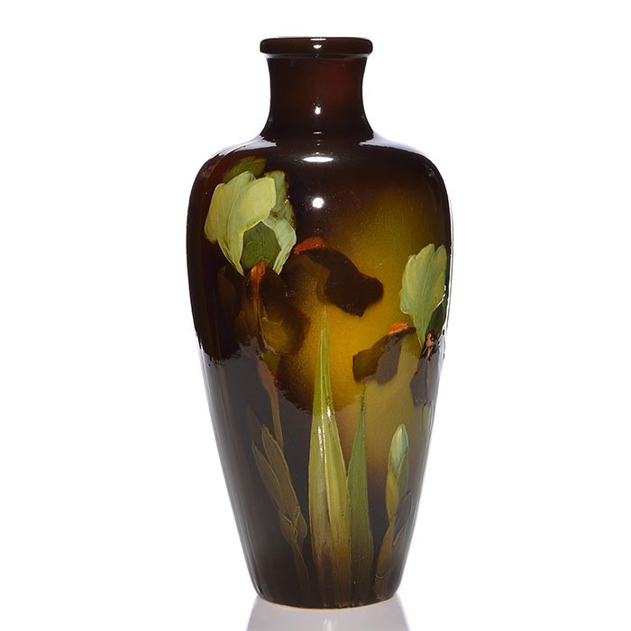 Weller Louwelsa vase, irises, Ferrell, 14 1/4" (1 of 1)