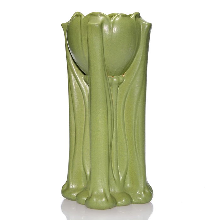 Teco tulip vase, avocado matte green, 11 1/2" (1 of 1)