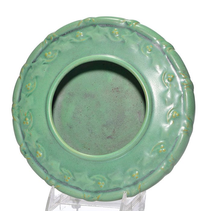 Teco low bowl, floral pattern, green, 2 3/8 x 9 1/4" (1 of 2)