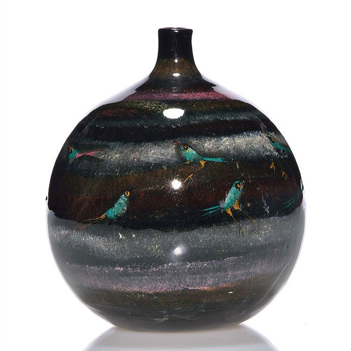 Polia Pillin bottle vase, birds, 6 1/4" (1 of 1)