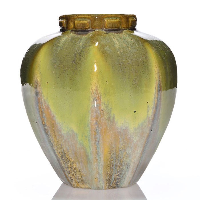 Fulper octagonal vase, crystalline, 7 1/2", shape 511 (1 of 1)