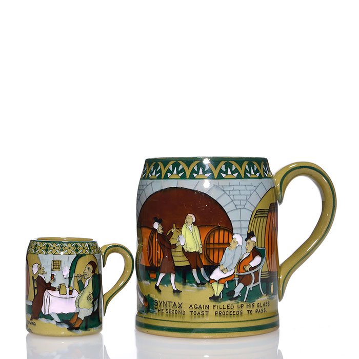 2 Buffalo Pottery Emerald Deldare mugs, 4 1/4", 2 3/8" (1 of 1)