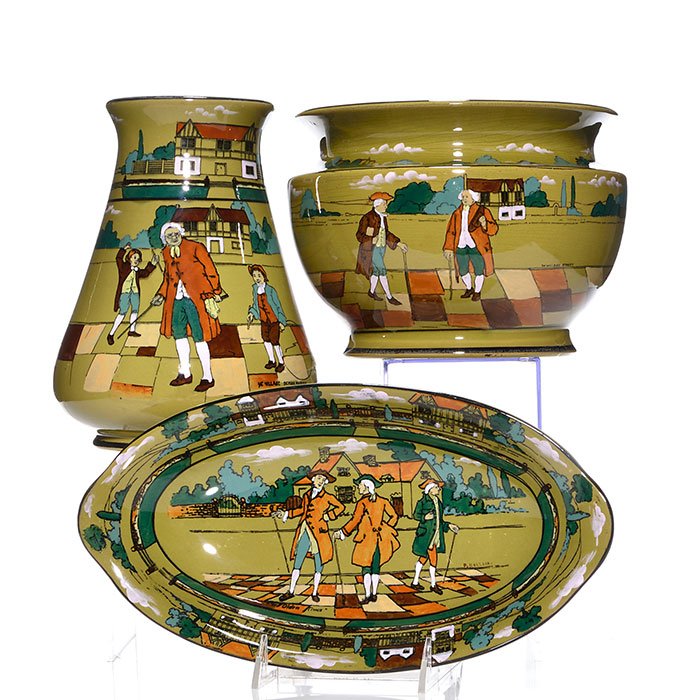 3 Buffalo items, jardiniere, oval tray, vase, 8 3/8" (1 of 1)