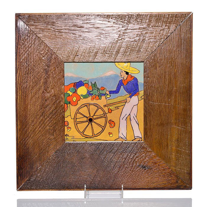 San Jose Pottery 8" tile, Southwestern scene ,framed (1 of 1)