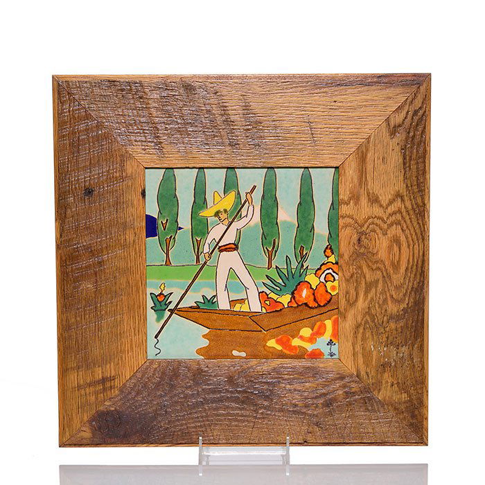 San Jose Pottery 8" tile, Southwestern scene ,framed (1 of 1)