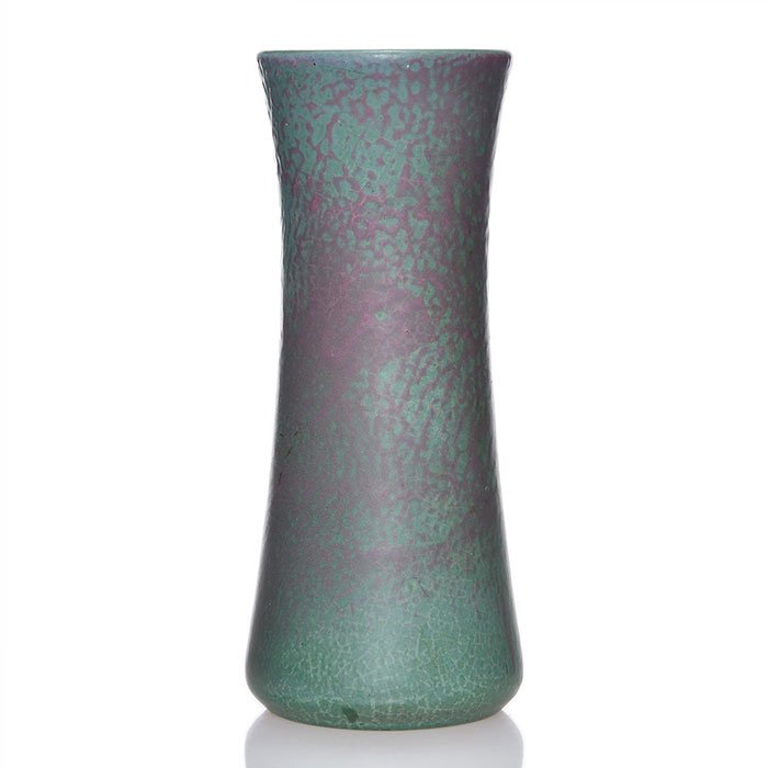 Marblehead vase, green & purple  mat, 8 7/8" (1 of 2)