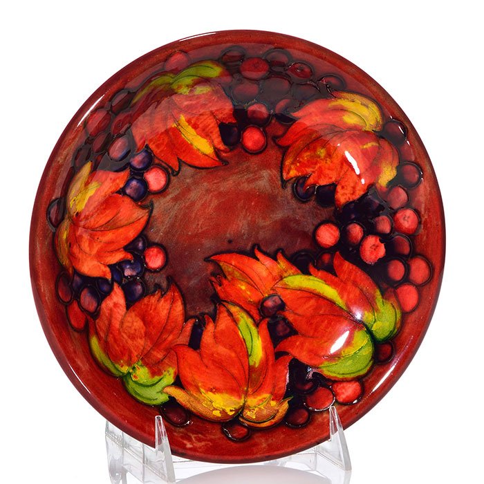 Moorcroft plate, Flambe' leaf and berry, 8 1/2" (1 of 1)
