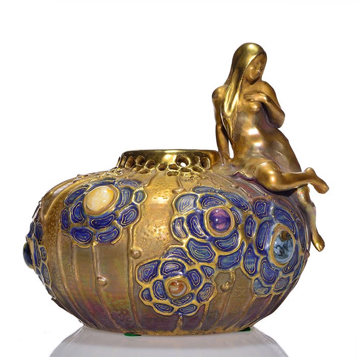 Amphora Gres-bijou vase, young woman, 6 1/4" (1 of 2)