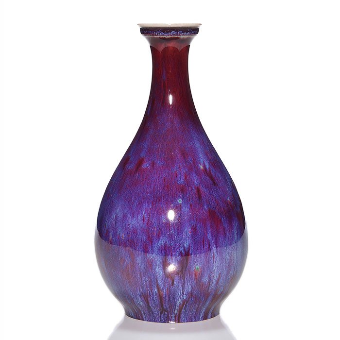 Sevres Oxblood, flambe' vase, reds, blues, 1892,10" (1 of 5)