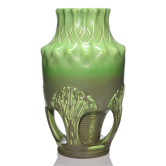 Julius Dressler 4 handled vase, Art Nouveau, 17" (1 of 1)