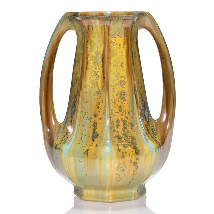 Large Pierrefonds 2 handled crystalline vase, 12 3/4" (1 of 1)
