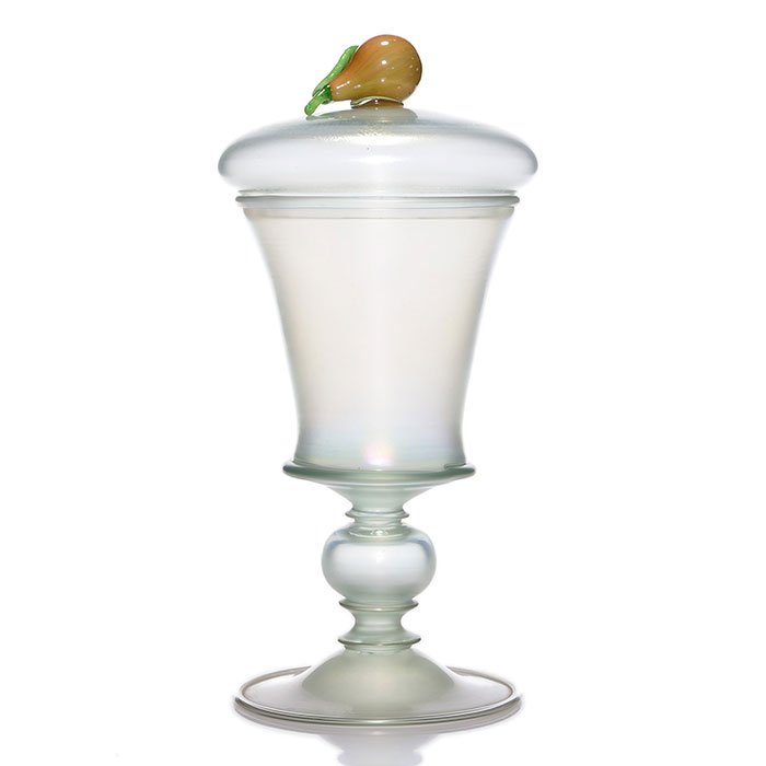 Steuben Aquamarine urn, cover w/pear finial,12 1/2" (1 of 1)