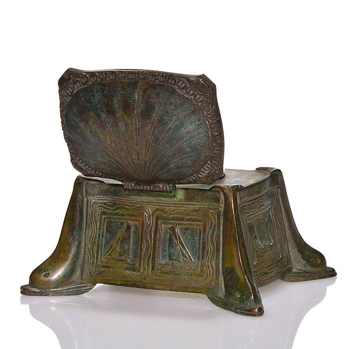 Tiffany Nautical bronze inkwell, dolphin, 3" (1 of 2)