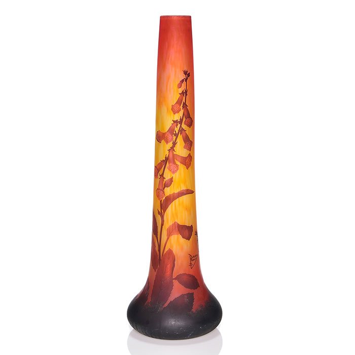 Monumental Daum Nancy cameo vase, foxglove, 31" (1 of 2)