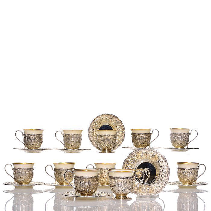 12 sterling Loring Andrews Castle liquor cups, 2" (1 of 2)