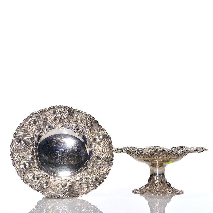 2 LoringAndrews Repousse sterling compotes,3 1/4" (1 of 1)