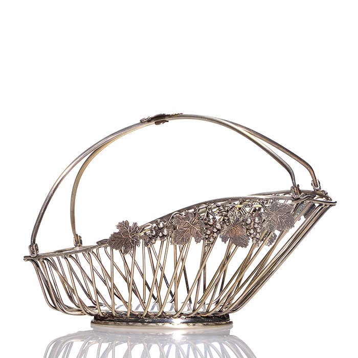 Italian sterling handled bottle basket, 6 1/2"X9 1/4" (1 of 1)