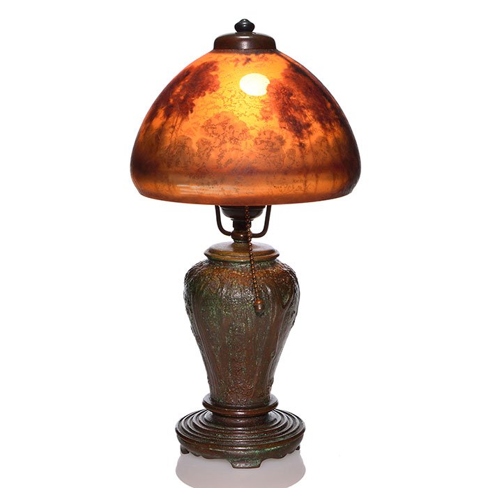 Handel boudoir lamp, scenic shade, Palme, 6912, 14" (1 of 3)