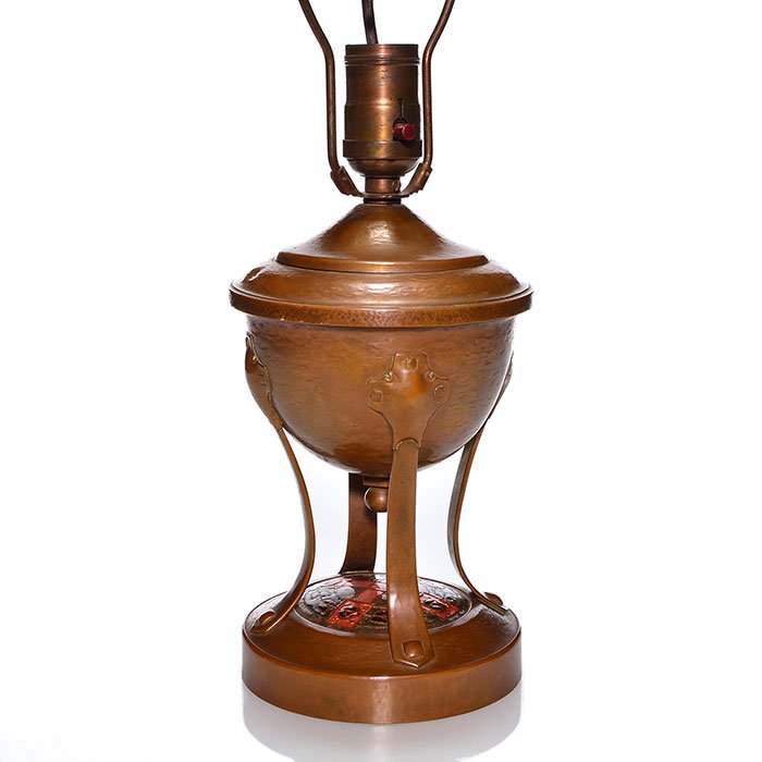 Frank J. Marshall copper hammer lamp, 17", enamel (1 of 2)