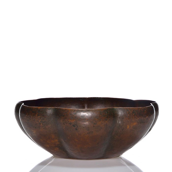 Dirk Van Erp melon rib copper bowl, 2 1/2", San Fran (1 of 3)