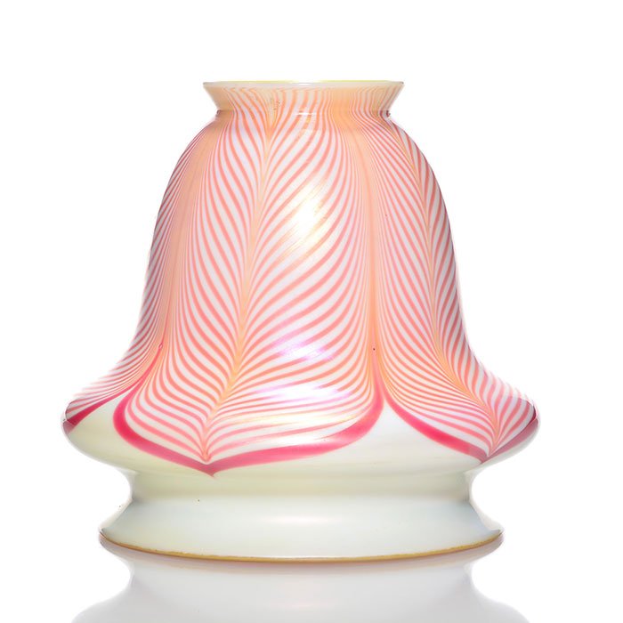 Steuben Calcite shade, red feathers, 5", shape 2291 (1 of 1)