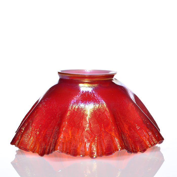 Tiffany red shade, opal interior, 3" (1 of 1)