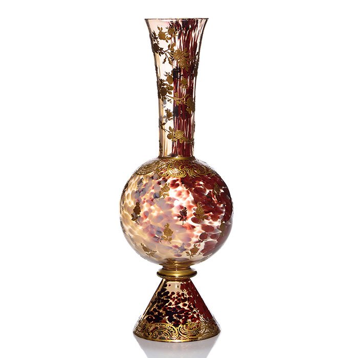 Bohemian Tortoise Shell vase, gold, Pohl, 14 1/2" (1 of 1)