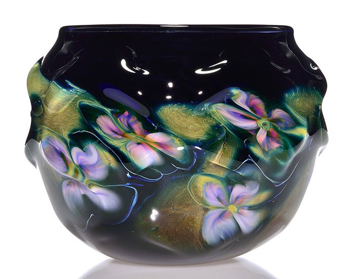 Charles Lotton Caged Multi Flora black vase, 7 1/2" (1 of 2)