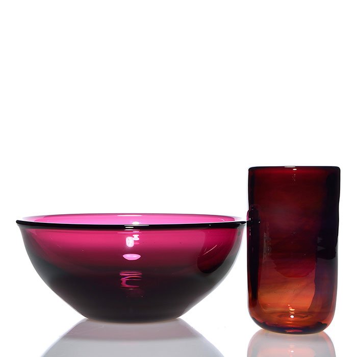 2 Labino: 3 3/8" amethyst bowl, 5 1/8" rubina tumbler (1 of 1)