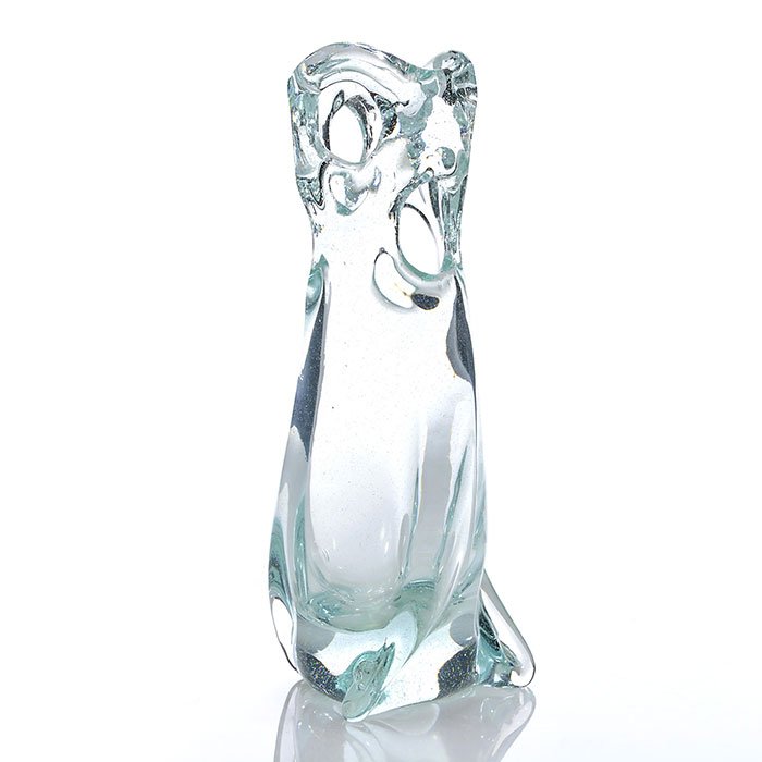 Early Labino reticulated vase, aqua,8 1/4", 1965 (1 of 1)