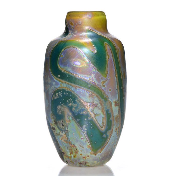 Early Christopher Reis Tiffany-style vase, 9", signed (1 of 1)