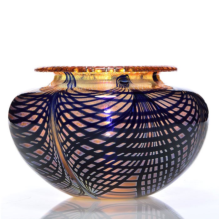 C. Lotton Sunset Web vase, 4 7/8X8", 1985, signed (1 of 1)