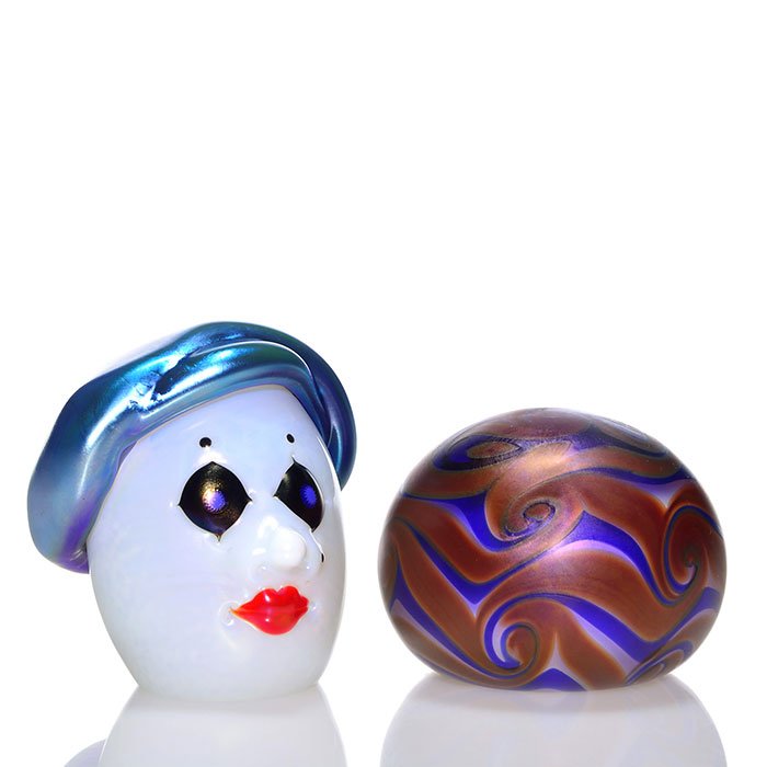 2 paperweights: C. Lotton King Tut, Smallhouse head (1 of 1)