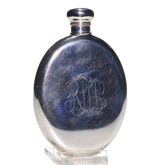 Tiffany & Co. sterling pocket flask, 5", Xmas 1879 (1 of 1)