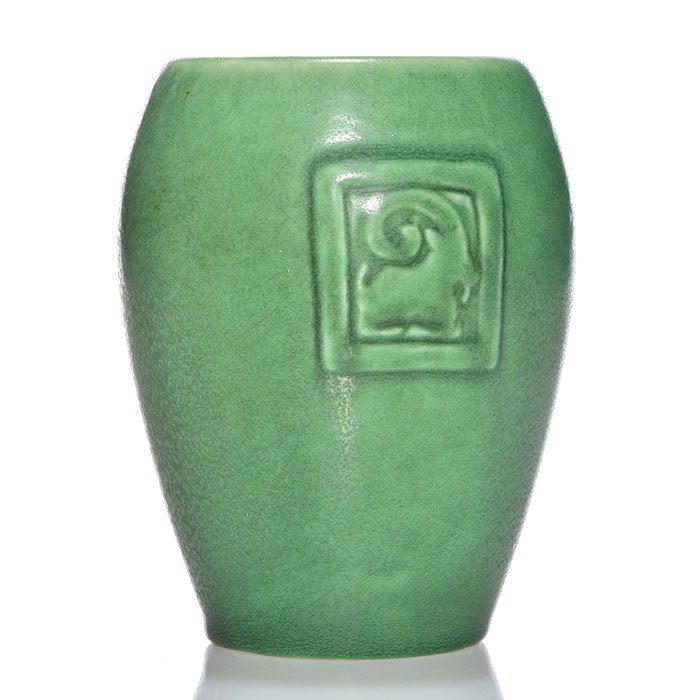 Rookwood mat vase, Rams head, Munson, '01, 5 3/8" (1 of 1)