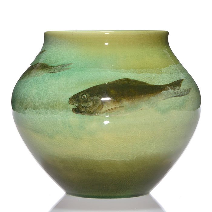 Rookwood Sea Green, fish, Hurley, 1901, 906 B, 7" (1 of 2)