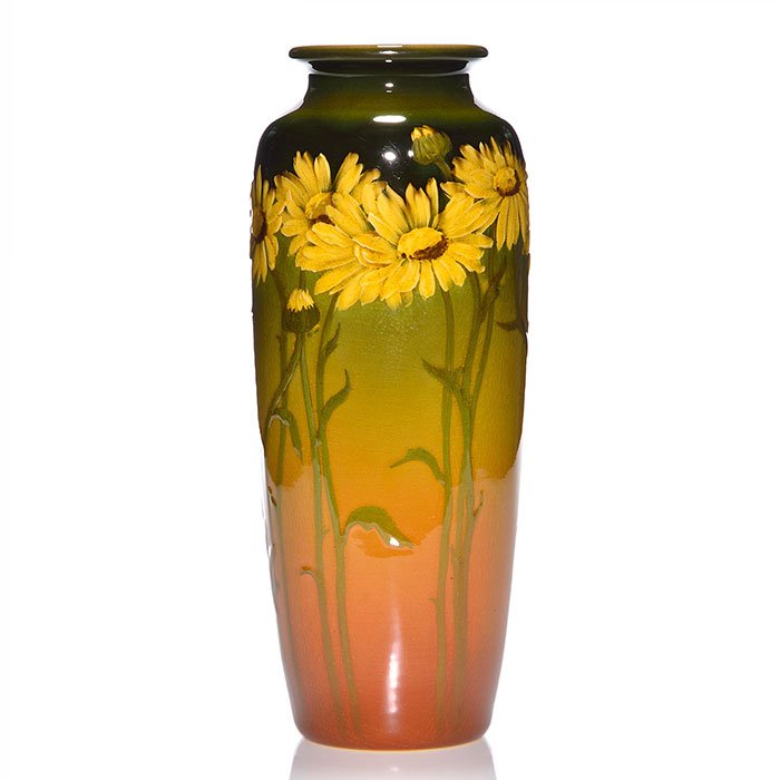 Standard vase, daisies, Daly, 1902, 904 C, 11 7/8" (1 of 2)