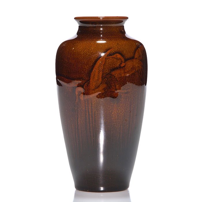 Rookwood Mahogany vase, birds, 1897, 5 7/8" (1 of 1)