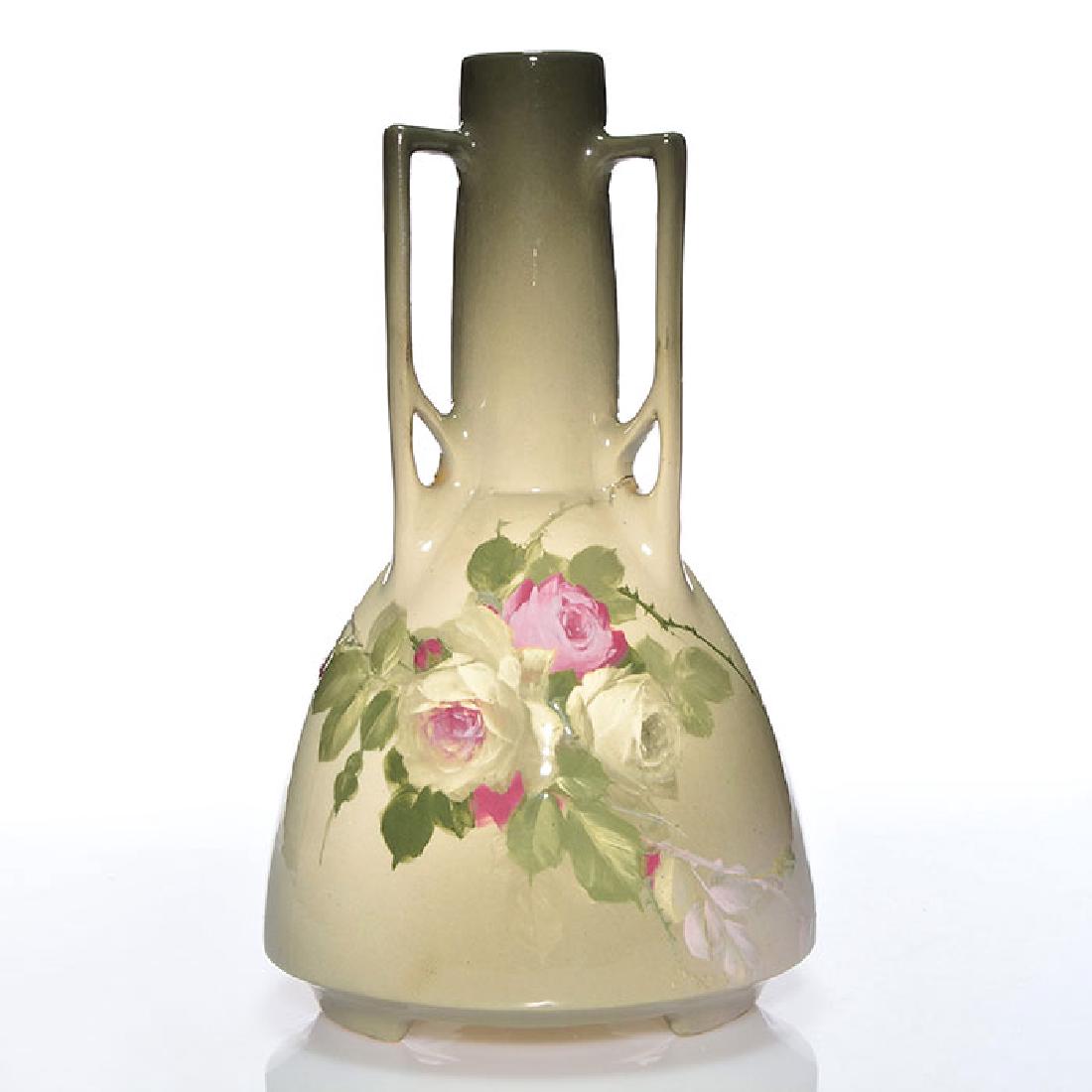 Tall Roseville Rozane Royal vase, Myers, roses, 13 5/8 (1 of 2)