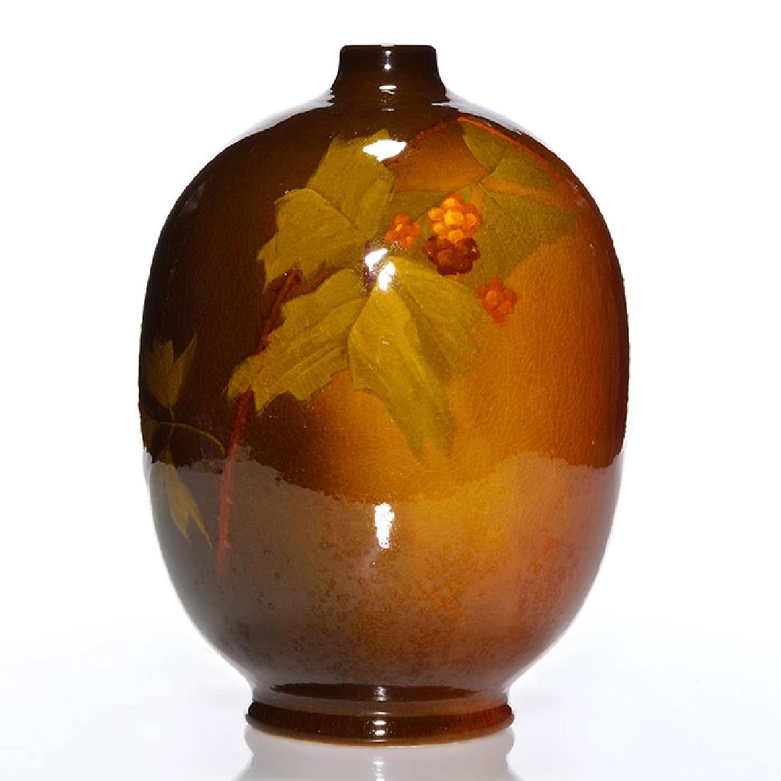 Owens Utopian vase, raspberry decoration, 12 inches (1 of 2)