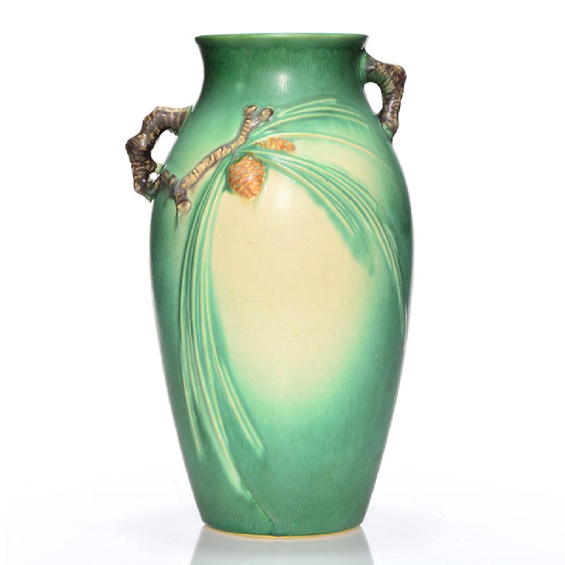 Roseville Pine Cone vase, 806-12, green, 12 5/8 inches (1 of 2)