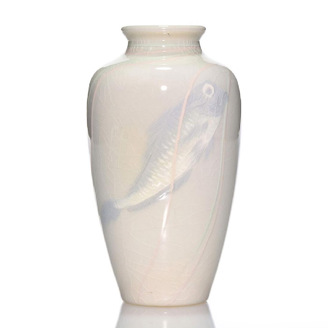 Rookwood Iris Glaze vase, fish, 5 3/4 inches, Wareham (1 of 2)