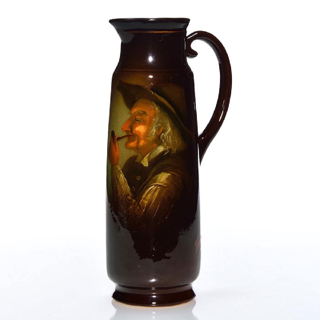 Weller Louwelsa ewer, man with pipe, Ferrell, 11 1/2 (1 of 2)