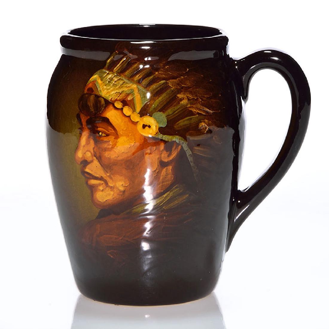 Weller Louwelsa mug, Native American Indian, LJB 7 7/8" (1 of 2)