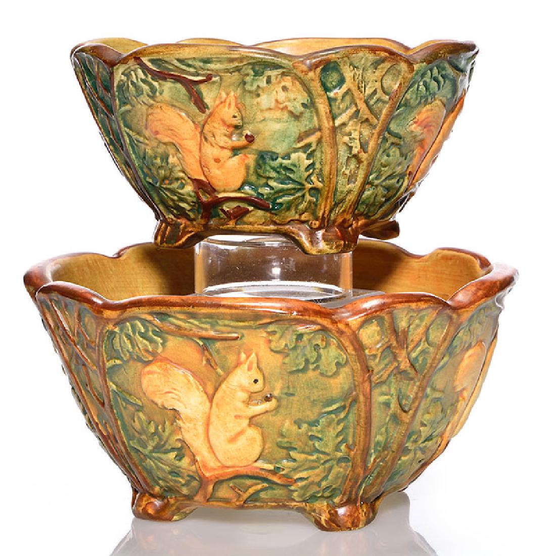 2 Weller Woodcraft squirrel bowls, 3 1/4 and 3 7/8 (1 of 2)